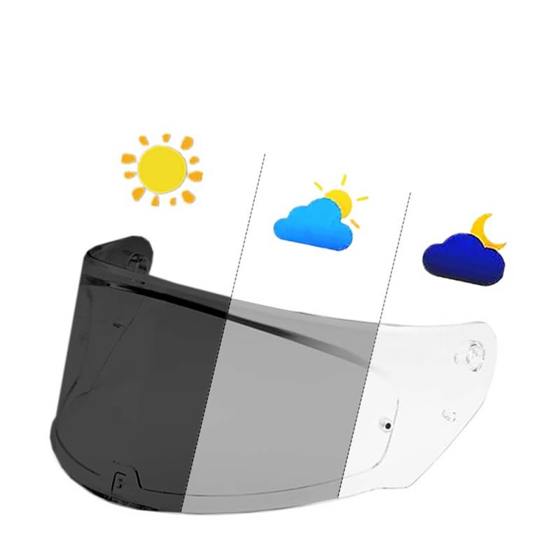 MTDVZR Helmvisier für FF320, UV-Schutz kratzfest winddicht Helm-Gesichtsschutz kompatibel mit Assault,Stream,Rapid,Storm，FF320,FF328,FF353,FF800 (Photochrom Transparent/Tiefschwarz) von MTDVZR