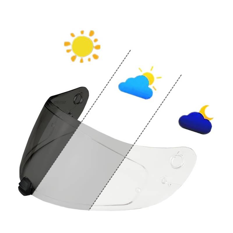 MTDVZR Helmvisier für HJ20M, UV-Schutz kratzfest winddicht Helm-Gesichtsschutz kompatibel mit HJC C70,FG-17,FG-ST,IS-17,HJ20M (Photochrom Transparent/Hellschwarz) von MTDVZR