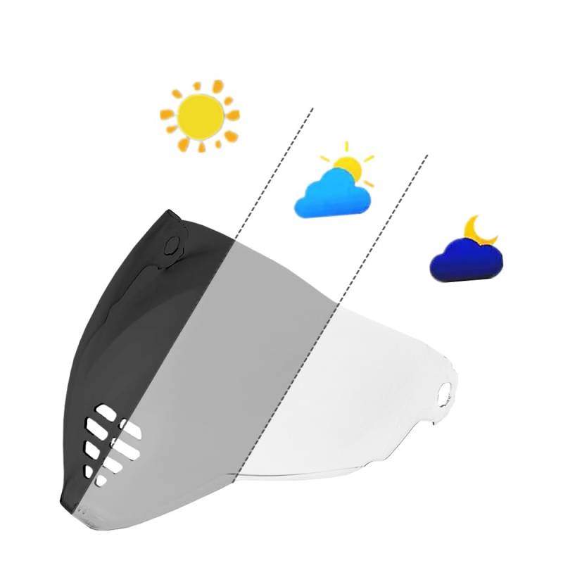 MTDVZR Helmvisier für IC06, UV-Schutz kratzfest winddicht Helm-Gesichtsschutz kompatibel mit Airflite,IC06 (Photochrom Transparent/Tiefschwarz) von MTDVZR