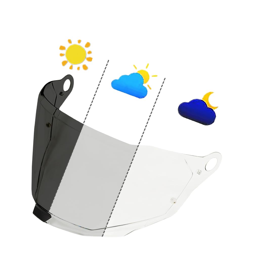 MTDVZR Helmvisier für MX701, UV-Schutz kratzfest winddicht Helm-Gesichtsschutz kompatibel mit Explorer,Explorer Carbon,MX701 (Photochrom Transparent/Tiefschwarz) von MTDVZR