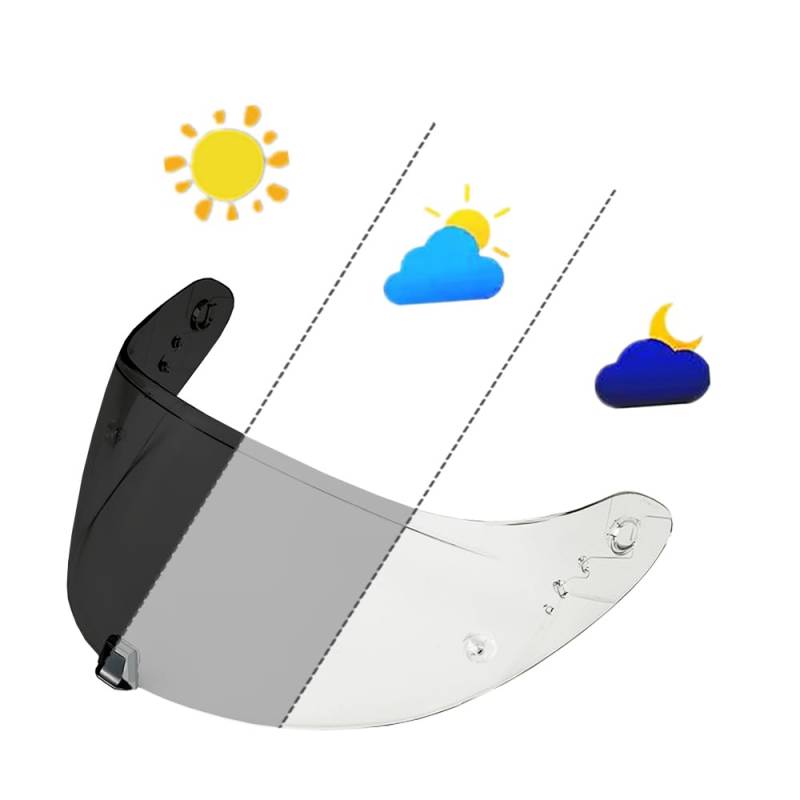 MTDVZR Helmvisier für R1 Air, UV-Schutz kratzfest winddicht Helm-Gesichtsschutz kompatibel mit R1 Air,T520,ST1400 (Photochrom Transparent/Tiefschwarz) von MTDVZR