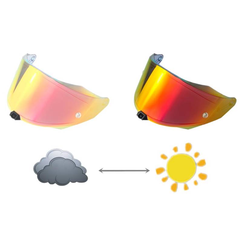 MTDVZR Helmvisier für R2R, UV-Schutz kratzfest winddicht Helm-Gesichtsschutz kompatibel mit R2R (Photochrom Rot-Tag&Nacht nutzbar) von MTDVZR