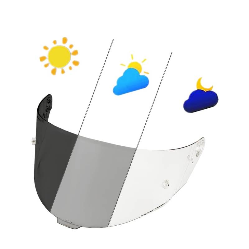 MTDVZR Helmvisier für TT-Course, UV-Schutz kratzfest winddicht Helm-Gesichtsschutz kompatibel mit TT-Course (Photochrom Transparent/Tiefschwarz) von MTDVZR