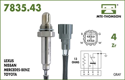 Mte-thomson Lambdasonde [Hersteller-Nr. 7835.43.072] für Toyota von MTE-THOMSON