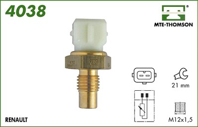 Mte-thomson Kühlmitteltemperatur-Sensor [Hersteller-Nr. 4038] für Opel, Renault, Volvo von MTE-THOMSON
