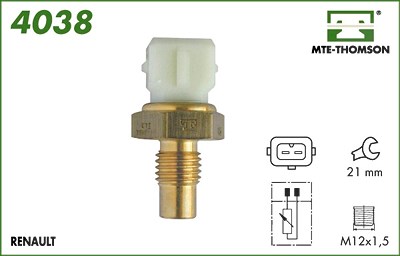 Mte-thomson Kühlmitteltemperatur-Sensor [Hersteller-Nr. 4038] für Opel, Renault, Vauxhall, Volvo von MTE-THOMSON