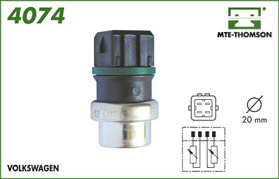 Mte-thomson Kühlmitteltemperatur-Sensor [Hersteller-Nr. 4074] für Seat, Skoda, VW von MTE-THOMSON
