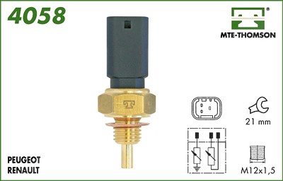 Mte-thomson Kühlmitteltemperatur-Sensor m.Dichtring Kupfer [Hersteller-Nr. 4058] für Dacia, Nissan, Opel, Renault, Vauxhall von MTE-THOMSON