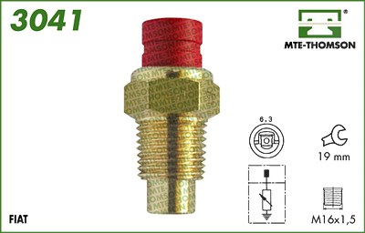 Mte-thomson Sensor, Kühlmitteltemperatur [Hersteller-Nr. 3041] für Alfa Romeo, Fiat, Iveco, Lada, Lancia, Seat, Zastava von MTE-THOMSON