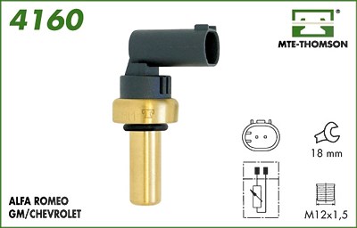 Mte-thomson Sensor, Kühlmitteltemperatur [Hersteller-Nr. 4160] für Alfa Romeo, Chevrolet, Fiat, Opel, Saab von MTE-THOMSON