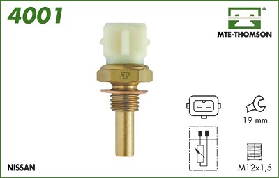 Mte-thomson Sensor, Kühlmitteltemperatur [Hersteller-Nr. 4001] für Alfa Romeo, BMW, Citroën, Fiat, Ford, Lancia, Opel, Pininfarina, Renault, Skoda, Vo von MTE-THOMSON