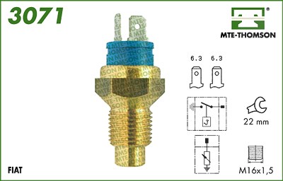 Mte-thomson Sensor, Kühlmitteltemperatur [Hersteller-Nr. 3071] für Alfa Romeo, Fiat, Lancia von MTE-THOMSON