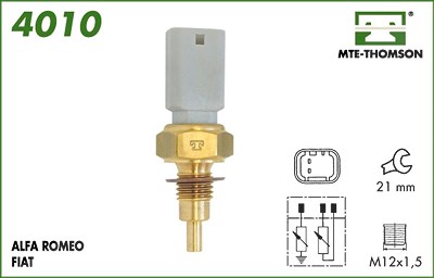 Mte-thomson Sensor, Kühlmitteltemperatur [Hersteller-Nr. 4010] für Alfa Romeo, Fiat, Lancia von MTE-THOMSON