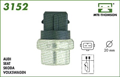 Mte-thomson Sensor, Kühlmitteltemperatur [Hersteller-Nr. 3152] für Audi, Ford, Seat, VW von MTE-THOMSON