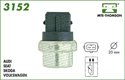 Mte-thomson Sensor, Kühlmitteltemperatur [Hersteller-Nr. 3152] für Audi, Ford, Seat, VW von MTE-THOMSON
