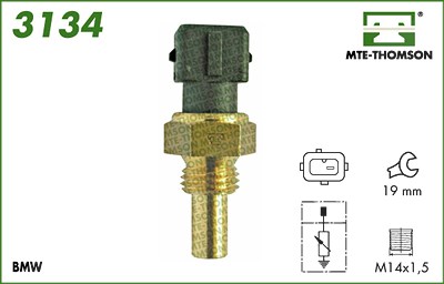 Mte-thomson Sensor, Kühlmitteltemperatur [Hersteller-Nr. 3134] für BMW, Land Rover von MTE-THOMSON