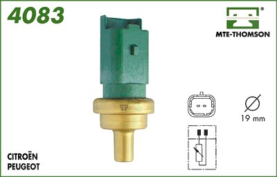 Mte-thomson Sensor, Kühlmitteltemperatur [Hersteller-Nr. 4083] für Citroën, Fiat, Ford, Jaguar, Lancia, Land Rover, Mazda, Mini, Mitsubishi, Peugeot, von MTE-THOMSON