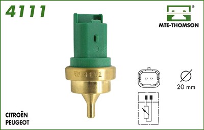 Mte-thomson Sensor, Kühlmitteltemperatur [Hersteller-Nr. 4111] für Citroën, Mini, Peugeot von MTE-THOMSON