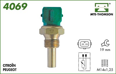 Mte-thomson Sensor, Kühlmitteltemperatur [Hersteller-Nr. 4069] für Citroën, Fiat, Lancia, Nissan, Peugeot von MTE-THOMSON