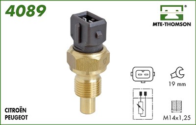 Mte-thomson Sensor, Kühlmitteltemperatur [Hersteller-Nr. 4089] für Citroën, Fiat, Lancia, Peugeot von MTE-THOMSON
