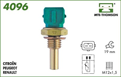 Mte-thomson Sensor, Kühlmitteltemperatur [Hersteller-Nr. 4096] für Citroën, Peugeot, Renault von MTE-THOMSON