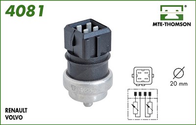 Mte-thomson Sensor, Kühlmitteltemperatur [Hersteller-Nr. 4081] für Mitsubishi, Nissan, Opel, Renault, Suzuki, Volvo von MTE-THOMSON
