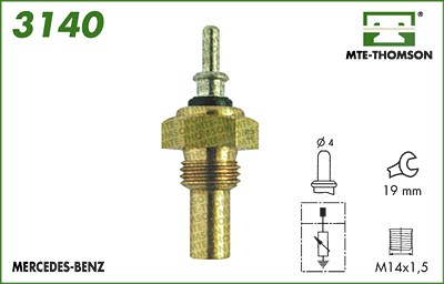 Mte-thomson Sensor, Kühlmitteltemperatur [Hersteller-Nr. 3140] für Daewoo, Mercedes-Benz, Puch, Ssangyong, VW von MTE-THOMSON
