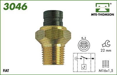Mte-thomson Sensor, Kühlmitteltemperatur [Hersteller-Nr. 3046] für Fiat, Lancia, Seat von MTE-THOMSON
