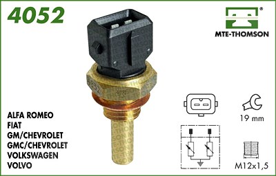 Mte-thomson Sensor, Kühlmitteltemperatur [Hersteller-Nr. 4052] für Alfa Romeo, Lancia, Opel, Saab, Volvo von MTE-THOMSON