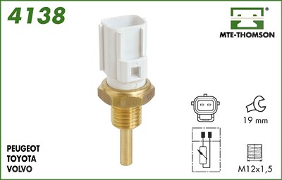 Mte-thomson Sensor, Kühlmitteltemperatur [Hersteller-Nr. 4138] für Citroën, Daihatsu, Lexus, Mazda, Peugeot, Subaru, Toyota, Volvo von MTE-THOMSON