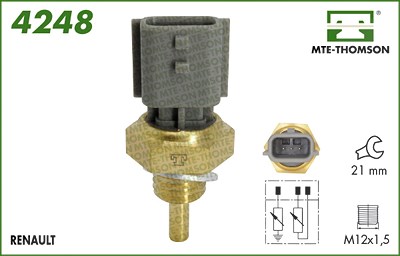 Mte-thomson Sensor, Kühlmitteltemperatur [Hersteller-Nr. 4248] für Dacia, Renault von MTE-THOMSON