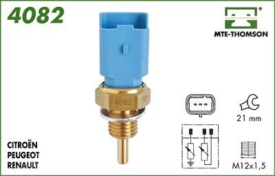 Mte-thomson Sensor, Kühlmitteltemperatur m. Dichtring Metall [Hersteller-Nr. 4082] für Citroën, Fiat, Peugeot, Renault, Suzuki von MTE-THOMSON