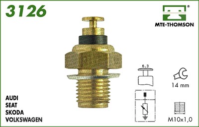 Mte-thomson Sensor, Öltemperatur [Hersteller-Nr. 3126] für Audi, Seat, Volvo, VW von MTE-THOMSON