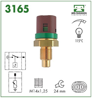 Mte-thomson Temperaturschalter, Kühlmittelwarnlampe [Hersteller-Nr. 3165] für Renault von MTE-THOMSON