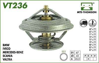 Mte-thomson Thermostat, Kühlmittel [Hersteller-Nr. VT236.83] für Porsche von MTE-THOMSON