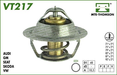 Mte-thomson Thermostat, Kühlmittel [Hersteller-Nr. VT217.87] für Audi, Chevrolet, Ford, Gm Korea, Opel, Saab, VW von MTE-THOMSON