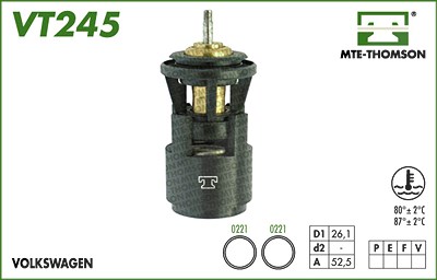 Mte-thomson Thermostat, Kühlmittel [Hersteller-Nr. VT245.87] für Audi, Seat, Skoda, VW von MTE-THOMSON
