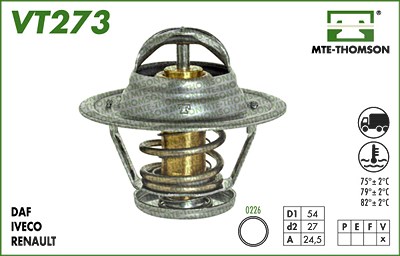 Mte-thomson Thermostat, Kühlmittel [Hersteller-Nr. VT273.82] für Citroën, Fiat, Iveco, Peugeot von MTE-THOMSON