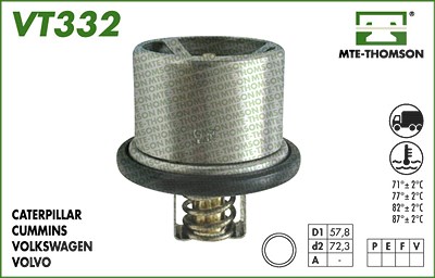 Mte-thomson Thermostat, Kühlmittel [Hersteller-Nr. VT332.82] für Daihatsu, Porsche, Subaru von MTE-THOMSON