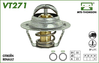Mte-thomson Thermostat, Kühlmittel [Hersteller-Nr. VT271.89] für Nissan, Opel, Renault von MTE-THOMSON