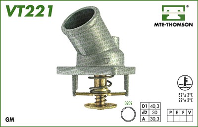 Mte-thomson Thermostat, Kühlmittel [Hersteller-Nr. VT221.82] für Opel von MTE-THOMSON