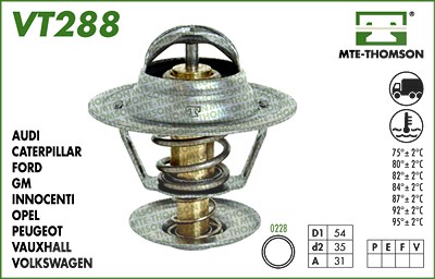 Mte-thomson Thermostat, Kühlmittel Opel: Senator, Omega, Kadett, Commodore VT288.82 von MTE-THOMSON