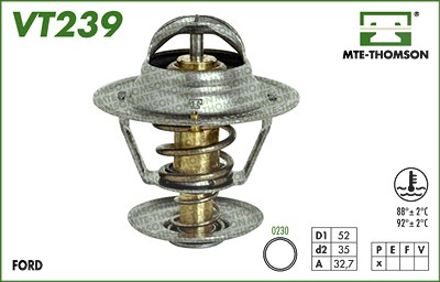 Mte-thomson Thermostat mit Dichtung 88 °C [Hersteller-Nr. VT239.88] für Ford von MTE-THOMSON