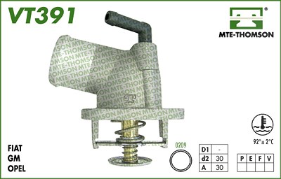 Mte-thomson Thermostat mit Dichtung 92 °C [Hersteller-Nr. VT391.92] für Opel von MTE-THOMSON