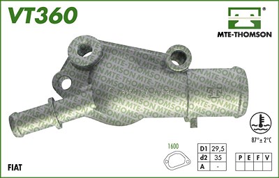 Mte-thomson Thermostat mit Dichtung [Hersteller-Nr. VT360.87] für Citroën, Fiat, Lancia, Peugeot von MTE-THOMSON