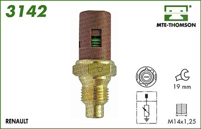 Mte-thomson Sensor, Kühlmitteltemperatur [Hersteller-Nr. 3142] für Renault von MTE-THOMSON