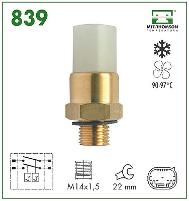 Mte-thomson Temperaturschalter, Kühlerlüfter [Hersteller-Nr. 839] für BMW von MTE-THOMSON
