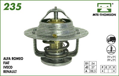 Mte-thomson Thermostat, Kühlmittel [Hersteller-Nr. VT235.79] für Alfa Romeo, Fiat, Renault von MTE-THOMSON