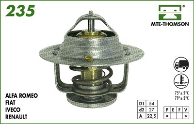 Mte-thomson Thermostat, Kühlmittel [Hersteller-Nr. VT235.79] für Alfa Romeo, Fiat, Renault von MTE-THOMSON