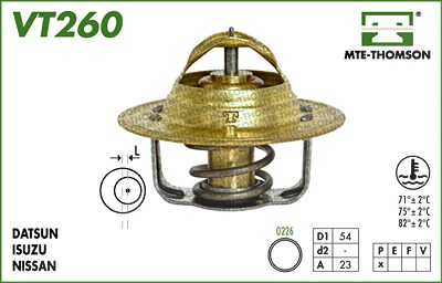 Mte-thomson Thermostat, Kühlmittel [Hersteller-Nr. VT260.82] für Nissan, Vauxhall von MTE-THOMSON